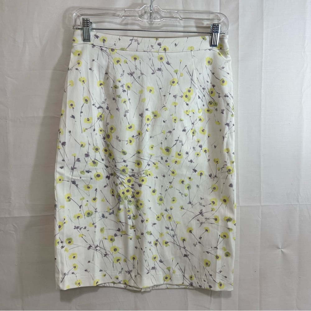 Mikarose Womens Floral Pencil Skirt in Yellow & Grey Size Small